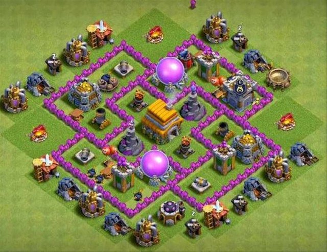 Ilustrasi base TH 6 paling susah ditembus di CoC. Foto: pinterest/cocmonvista