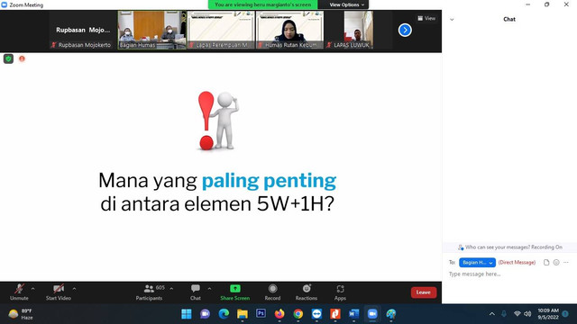 Rupbasan Mojokerto Ikuti Bimtek Humas Menulis Layaknya Jurnalis Redaktur Kompas(Foto:HUmasRupMoker)