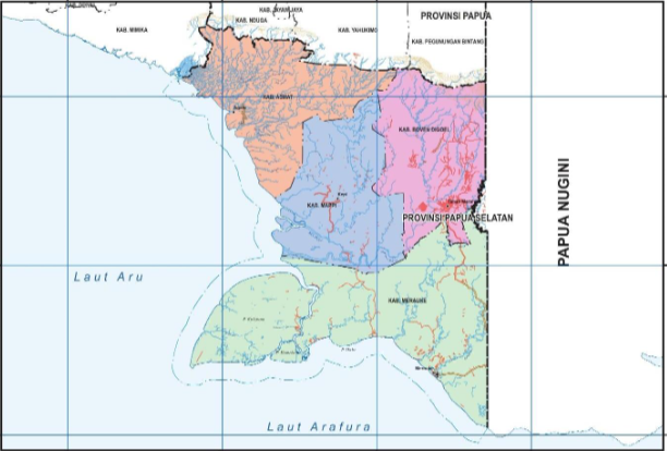 Peta Provinsi Papua Selatan yang di ikutkan dalam Pemilu 2024 Sumber : UU 14 Tahun 2022