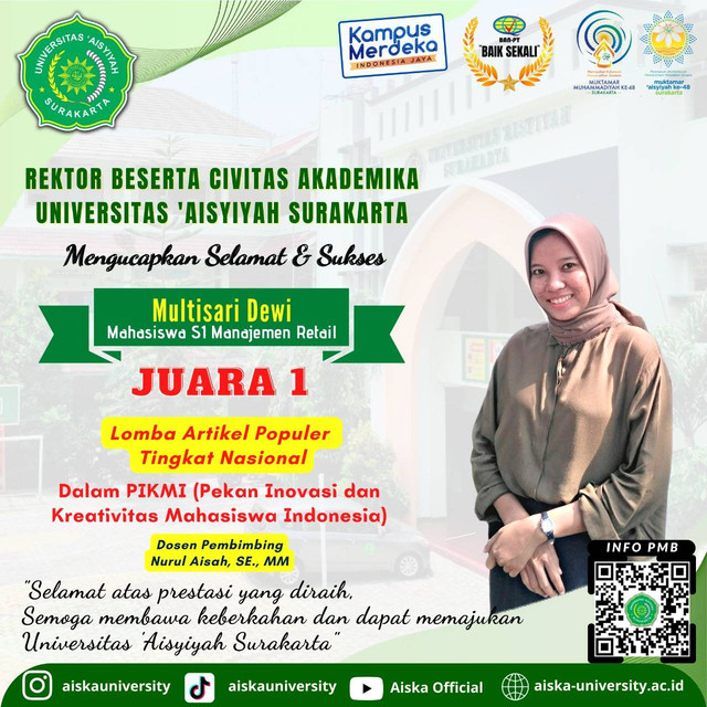 Multisari Dewi, pemenang lomba artikel populer nasional (Foto: Dokumentasi Humas AISKA)