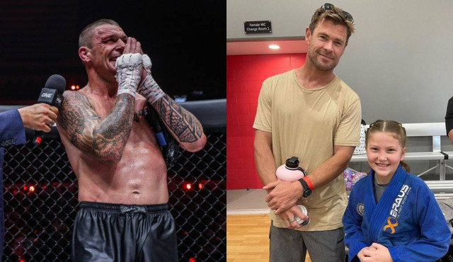 Chris Hemsworth berfoto bersama putri John Wayne Parr, Jemma. Foto: ONE Championship/ @johnwayneparr/Instagram.