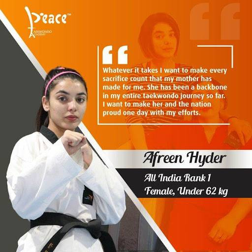 Pemain taekwondo Afreen Hyder | Sumber: Twitter/@PeaceTaekwondo