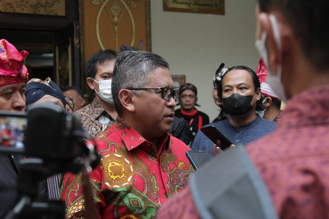 Hasto Kristiyanto usai membuka gelaran Musyawarah Agung Senapati Nusantara (MAS) 2022 di Yogyakarta, Sabtu (17/9). Foto: Istimewa