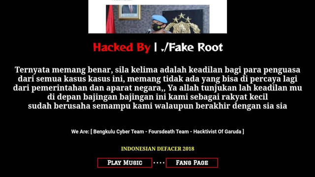 Dua situs web pengadilan di Aceh, Pengadilan Negeri Banda Aceh dan Pengadilan Negeri Takengon, diretas. Peretas menampilkan gambar Ferdy Sambo di laman tersebut. Foto: tangkapan layar