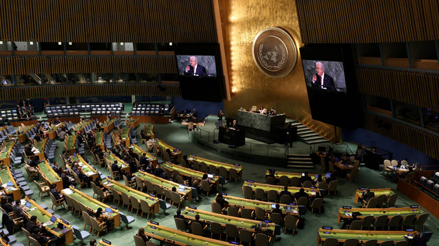 Sidang Umum PBB ke-77 di markas besar PBB di New York City, New York, AS, Jumat (23/9/2022). Foto: Caitlin Ochs/REUTERS