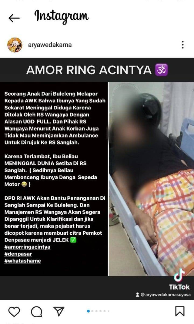 Screenshot unggahan di instagram - IST