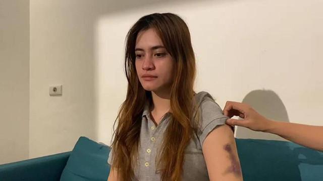 Korban penganiayaan oleh polwan, Brigadir IR, serta ibunya, Yul, di Pekanbaru (RAHMADI DWI RAHMADI/SELASAR RIAU)