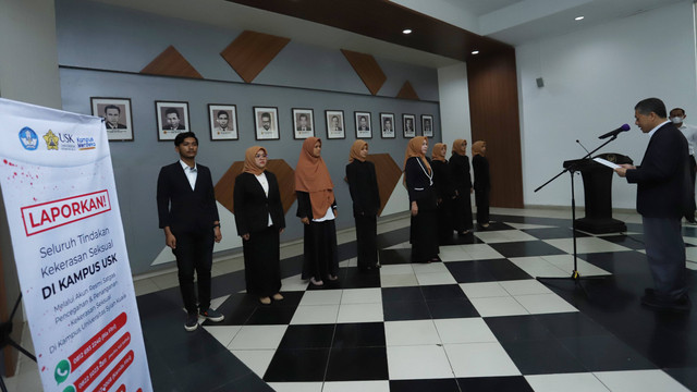 Rektor Universitas Syiah Kuala melantik ketua dan anggota Satgas Pencegahan dan Penanganan Kekerasan Seksual. Foto: Humas USK