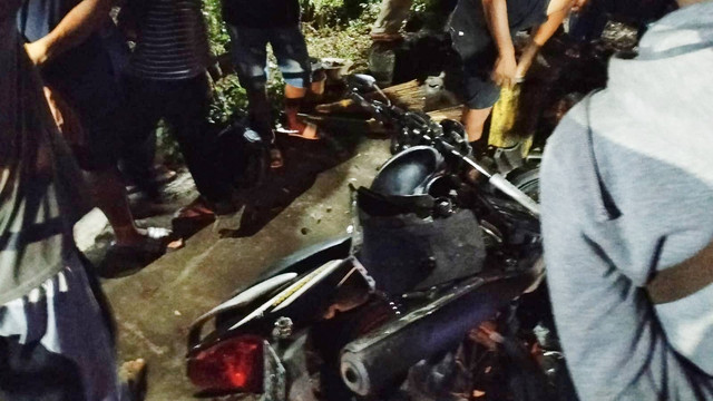 Kondisi motor yang rusak usai kecelakaan di Gunungkidul. Foto: istimewa