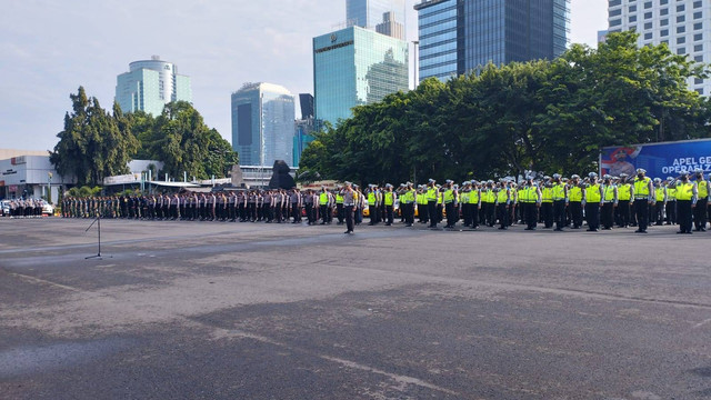 Apel kesiapan Operasi Zebra Jaya 2022 di Mapolda Metro Jaya, Senin (3/10/2022). Foto: Jonathan Devin/kumparan