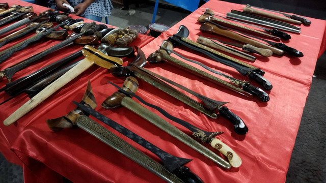 Keris yang dipamerkan dalam Pameran Foto dan Keris di Yogyakarta. Foto: Maria Wulan/Tugu Jogja
