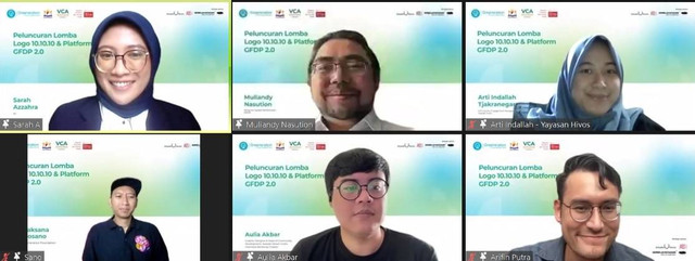 Foto 1: Pembicara Peluncuran Lomba Logo & Platform GFDP 2.0. (Greeneration Foundation/Esa Khairina Husen)