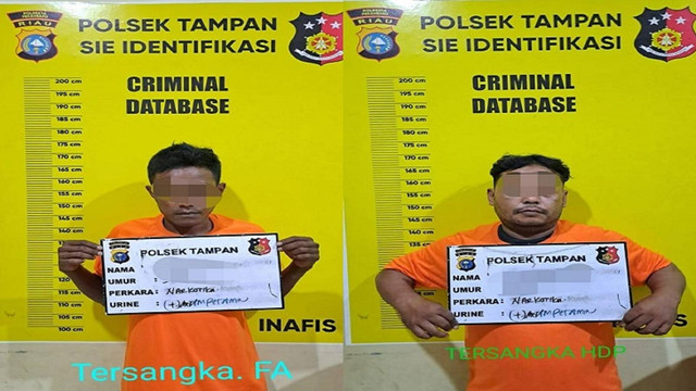 Kedua pelaku ditangkap saat pesta sabu (Dok. Polsek Tampan)