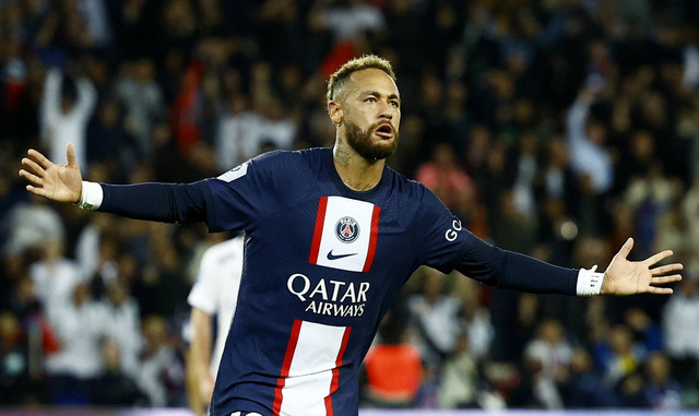 Neymar saat PSG vs Marseille dalam lanjutan Liga Prancis 2022/23 di Parc de Princess pada 17 Oktober 2022. Foto: REUTERS/Stephane Mahe