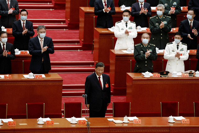 Pembukaan Kongres Partai Komunis China oleh Presiden Xi Jinping Foto: Thomas Peter/Reuters