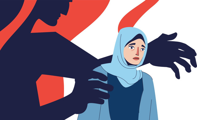 Ilustrasi kekerasan seksual kepada wanita berhijab. Foto: Shutterstock