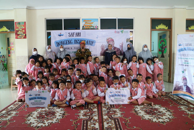 Ket: Hadir di TK Dewi Sartika, Safari Dongeng Inspiratif Dompet Dhuafa Lampung Ajak Anak Berbagi Sejak Dini (Dokumentasi DD Lampung/Latifah Lustikasari)