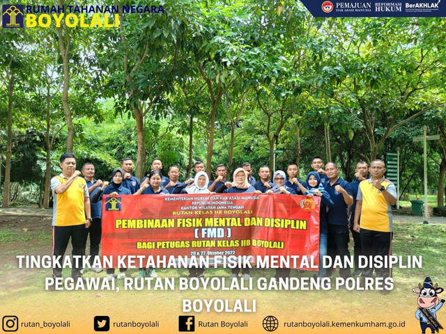 Pegawai Rutan Boyolali ikuti pengembangan ketahanan fisik, mental, dan disiplin pegawai.