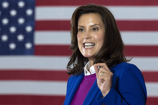Gubernur Michigan Gretchen Whitmer di Pusat Rekreasi Beech Woods, 16 Oktober 2020. Foto: Jim Watson/AFP