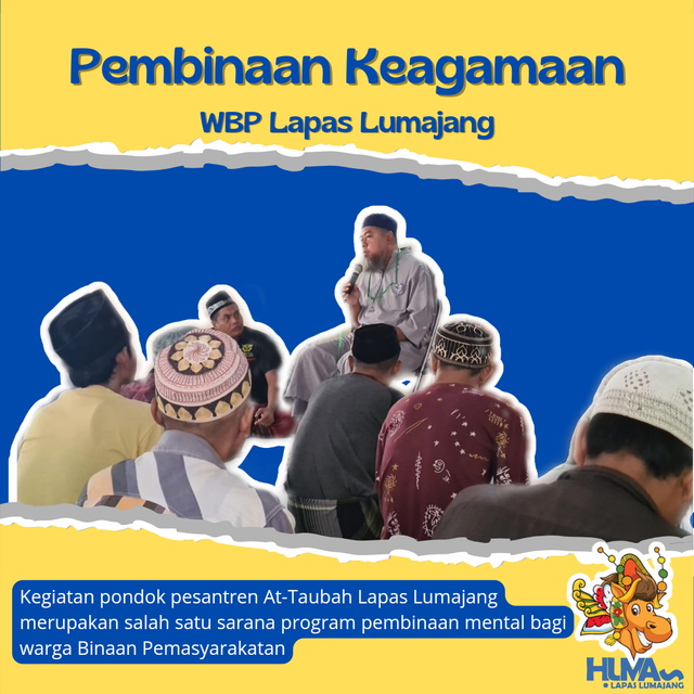 Pembinaan Mental Keagamaan di Pesantren At-Taubah Lapas Lumajang. Lumajang, Jawa Timur. Foto : Humas Lapas Lumajang