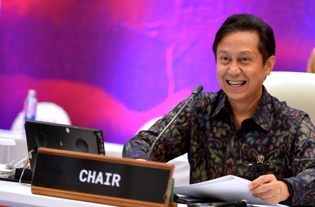 Menteri Kesehatan Budi Gunadi Sadikin bersiap memimpin kegiatan G20 the 2nd Health Ministers Meeting (HMM) di Jimbaran, Badung, Bali, Kamis (27/10/2022). Foto: Fikri Yusuf/Antara Foto