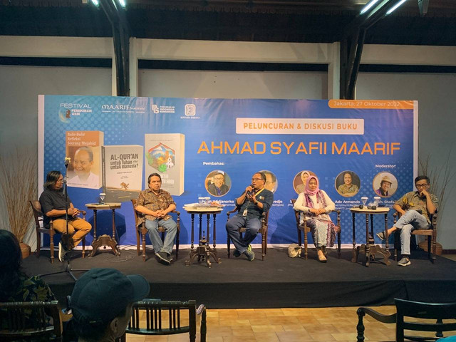 MAARIF Institute luncurkan tiga buku yang berisi pikiran-pikiran Ahmad Syafii Maarif. Foto: Dok. Istimewa