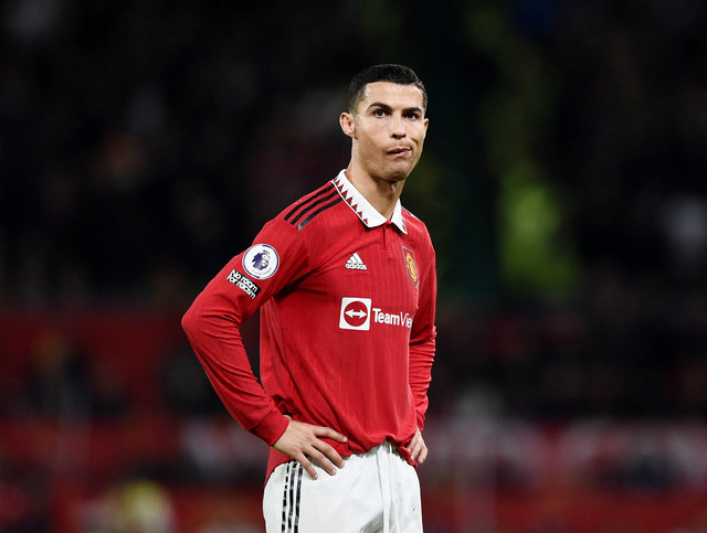 Reaksi Cristiano Ronaldo dari Manchester United saat melawan West Ham United di pertandingan di Old Trafford, Manchester, Inggris. Foto: Peter Powell/Reuters
