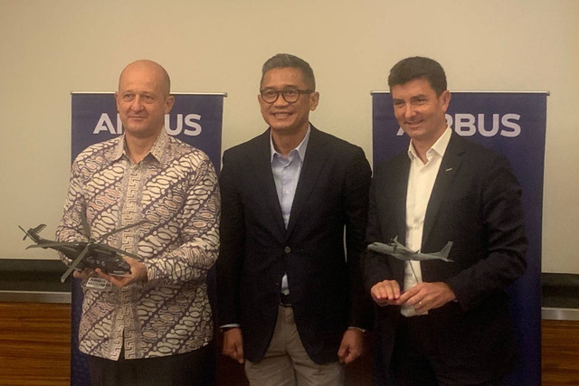 Pemaparan Produk Defence, Space, and Helicopter oleh Airbus di Grand Hyatt Hotel, Selasa (1/11). Foto: Nabil Jahja/kumparan