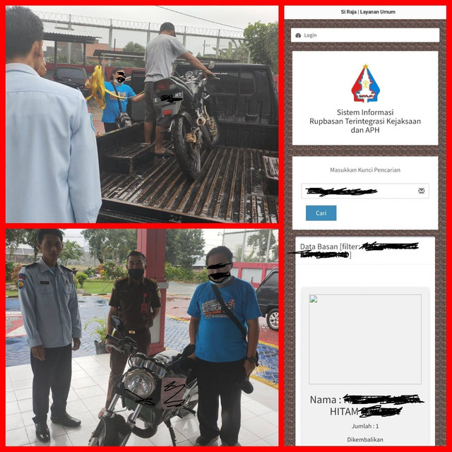 Rupbasan Mojokerto Disaksikan Kejaksaan Negeri Kab.Mojokerto Motor Dikembalikan Ke Pemilik (Foto:HumasRupMoker)