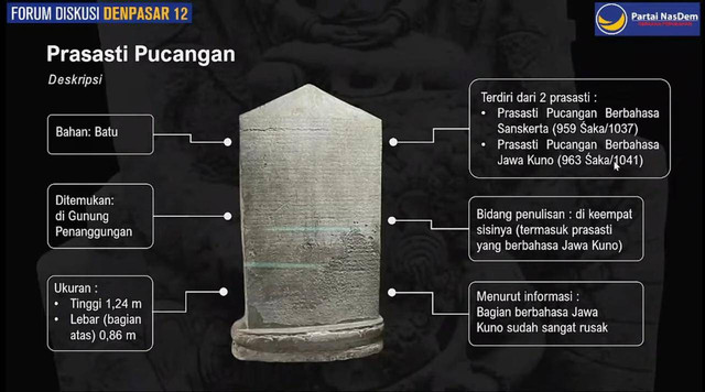Deskripsi Prasasti Pucangan dipresentasikan oleh Ketua Perkumpulan Ahli Epigrafi Indonesia (PAEI) Ninny Susanti Tejowasono saat diskusi Repatriasi Prasasti Pucangan dari India, Rabu (14/9/2022). Foto: Youtube/Rerie Lestari Moerdijat