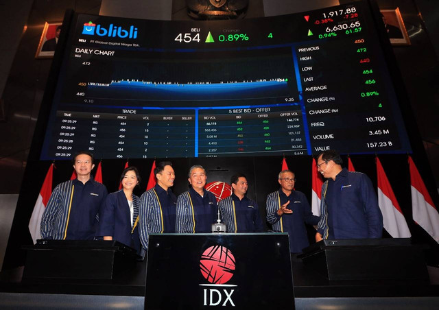 PT Global Digital Niaga Tbk (BELI) atau Blibli resmi mencatatkan perdana saham atau IPO di Bursa Efek Indonesia (BEI). Foto: Blibli