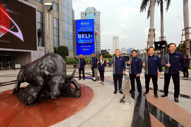 PT Global Digital Niaga Tbk (BELI) atau Blibli resmi mencatatkan perdana saham atau IPO di Bursa Efek Indonesia (BEI). Foto: Blibli