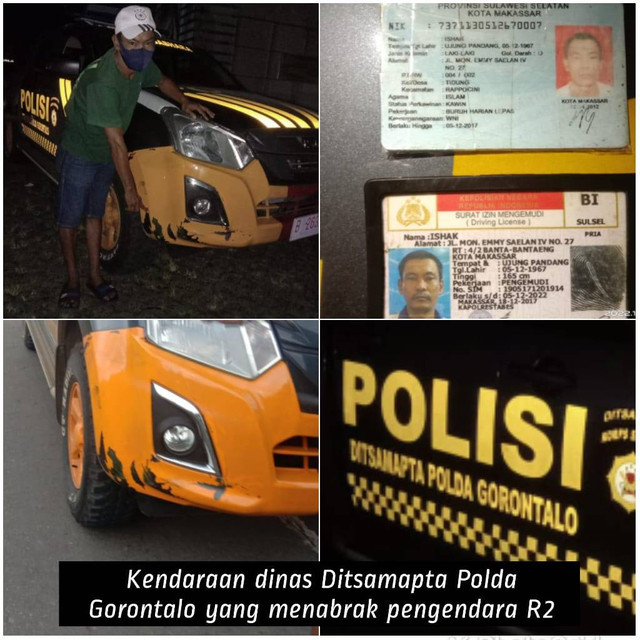 Mobil dinas polisi yang terlibat tabrak lari di Parepare. Foto: Dok. Istimewa