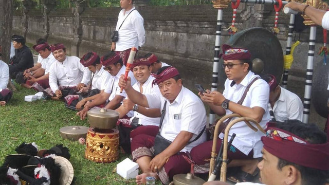 Para pemain gamelan yang bersiap menyambut kepala negara pesrta G20- IST