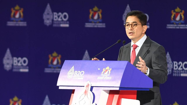 Ketua Umum Kadin Indonesia Arsjad Rasjid dalam B20 Summit Indonesia 2022 di Bali International Convention Center, Nusa Dua, Bali Minggu (13/11/2022). Foto: Kadin Indonesia
