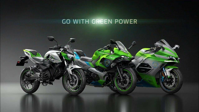 Prototipe konsep motor hidrogen dan motor listrik Kawasaki. Foto: Kawasaki Japan