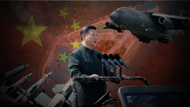 Ilustrasi militerisasi kepulauan Spratly oleh Tiongkok (FOTO: Cindy Angelica Wijaya)