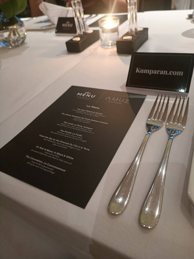 Dinner for tasting menu exclusively designed by Chef Gilles Marx, inspired by The Menu, Amuz Gourmet Restaurant, The Energy Building, SCBD, Jakarta, Senin (15/11). Foto: Giovanni/kumparan