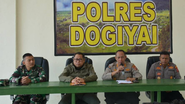 Keterangan pers kerusuhan Dogiyai. (Foto Humas Polda Papua)