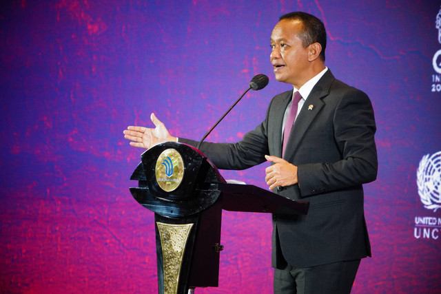 Menteri Investasi/Kepala BKPM Bahlil Lahadalia saat The Introduction of Bali Compendium G20 and the Launch of Sustainable Investment Guidelines di Bali, Senin (14/11/2022). Foto: Dok. Kementerian Investasi
