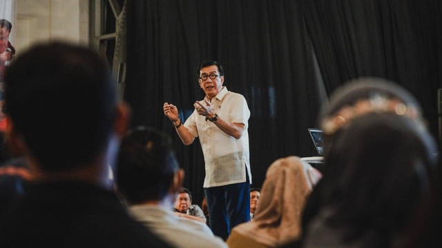 Eks MenkumHAM Yasonna H Laoly di acara Yasonna Menyapa. Foto: Humas DJKI Kemenkumham