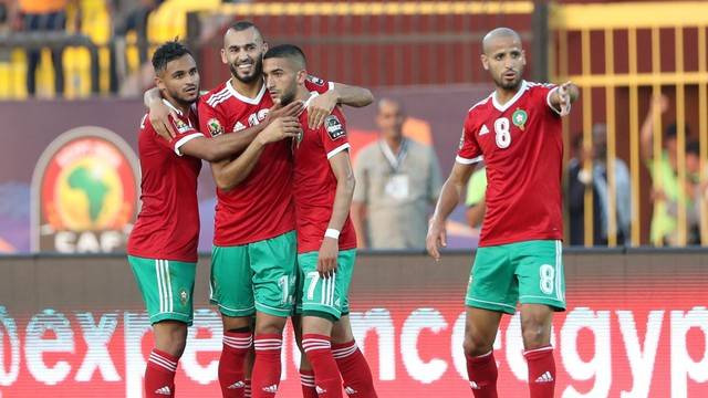 Timnas Maroko memenangi laga perdana mereka di Piala Afrika 2019. Foto: REUTERS/Suhaib Salem