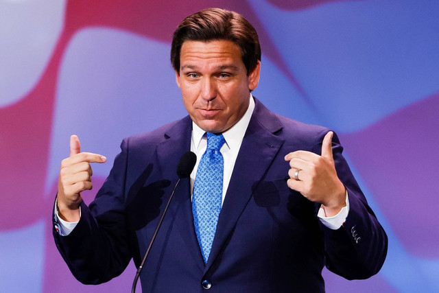 Gubernur Republik Florida Ron DeSantis berbicara pada Pertemuan Kepemimpinan Tahunan Koalisi Yahudi Republik di Las Vegas, Nevada, pada 19 November 2022. Foto: Wade Vandervort/AFP