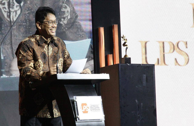Ketua Dewan Komisioner LPS Purbaya Sadewa dalam LPS Banking Award 2022 di Hotel Kempinski, Jakarta, Selasa (29/11).  Foto:  LPS