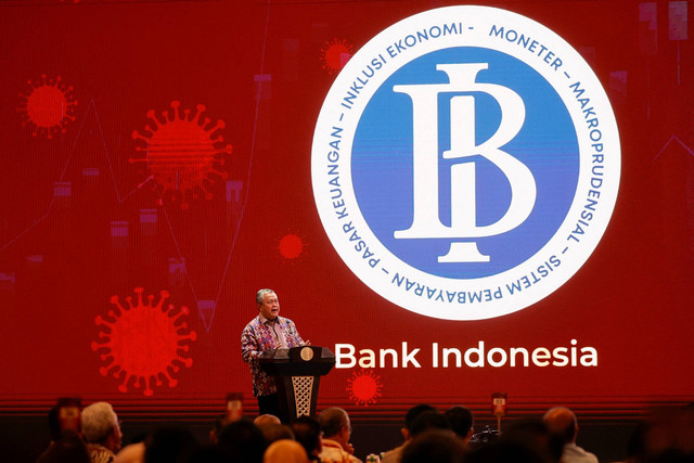 Gubernur Bank Indonesia (BI) Perry Warjiyo berbicara dalam Pertemuan Tahunan Bank Indonesia 2022 di Jakarta Convention Center, Jakarta, Rabu (30/11/2022). Foto: Willy Kurniawan/REUTERS