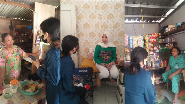 Wawancara singkat dengan pemilik UMKM di daerah Dengkek Sari, Perumahan Bukit Dipo, dan Desa Sapta Marga. (Dokumentasi pribadi)