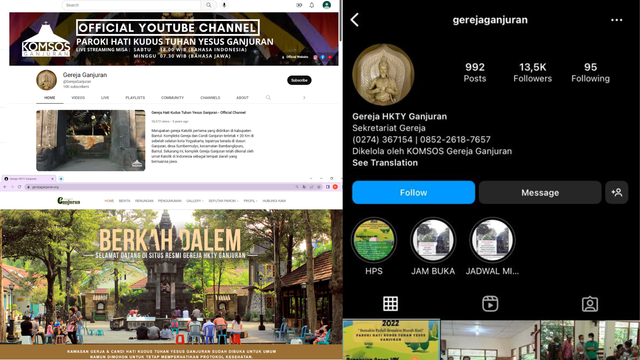 Pemasaran melalui media sosial (foto : screenshot web dan instagram - Regina Rahma Azalia)