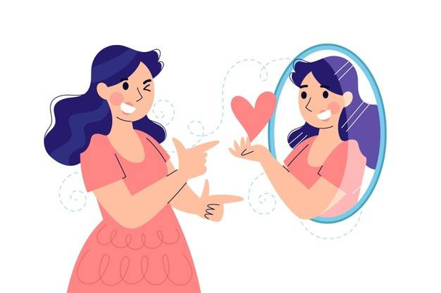 High Self-Esteem With Woman Mirror