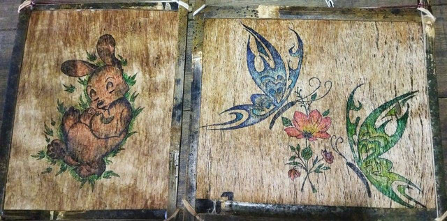 Contoh hasil lukisan yang menggunakan media kulit kayu (upak pontutn) di Desa Pangelak, Kalimantan Selatan. Foto: Dok. Istimewa