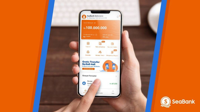 Tampilan depan aplikasi SeaBank yang simple dan dilengkapi banyak fitur yang berguna bagi nasabah. Foto: Dok. Istimewa
